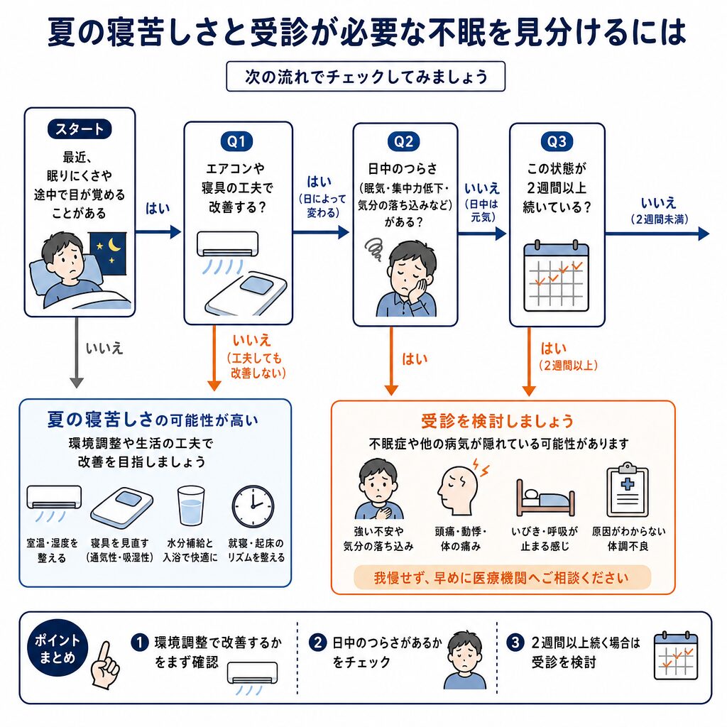 夏の寝苦しさと受診が必要な不眠を見分けるには