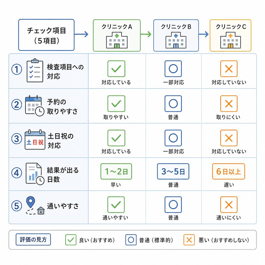 健康診断を受けるクリニックを選ぶ5つの確認ポイントのチェックリスト